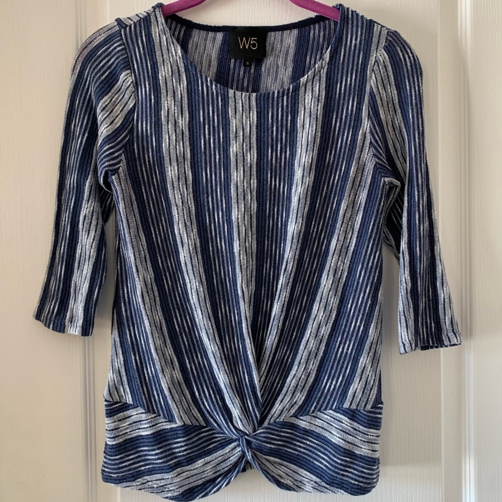 Anthro W5 striped knot front knit top